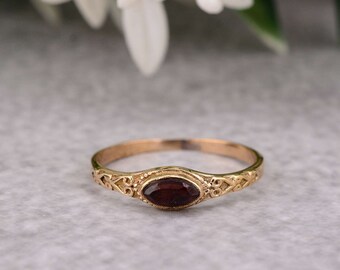 Garnet Ring, Dainty Ring, Brass Ring, Ring For Women,Red Stone Ring, Gemstone Ring, Women stacking  Ring, Boho Ring
