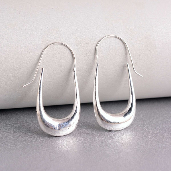Silver Dome Earrings, Bottega Style Water Drop Earrings, Chunky Hoop Earrings, women earrings, Chunky Silver Earrings, Huggie Hoop Earring