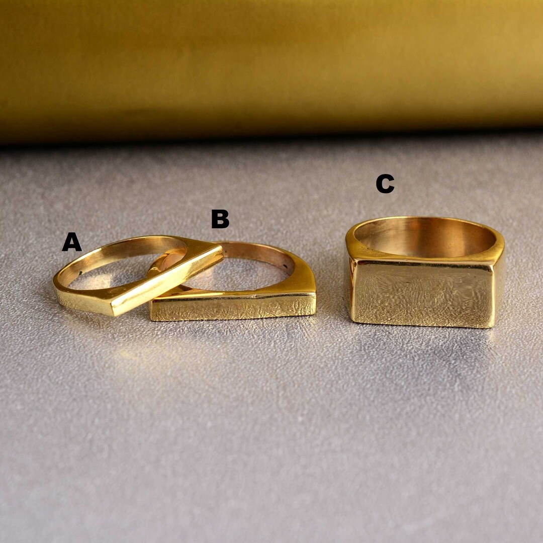 Three Types of Rings Square Gold Ring Etsy