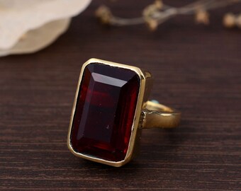 Square Garnet Ring, Gemstone Ring, Promised Ring, Popular Ring, Handmade Ring, Women Ring, Gift For Her