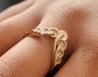 Mushroom Ring, Gold Nature Ring, Dainty Mushroom Jewelry, Women Rings, V Ring for Her, Cool Tiny Ring, Gift for Her