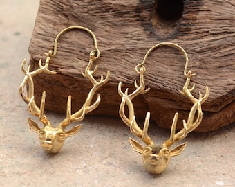 Golden Deer Hoop Earrings