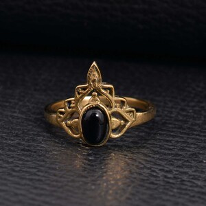 Black obsidian crown  Ring, Promise Rings, Anniversary Gift, Brass Ring, Minimalist Ring, Personalized Gifts, mothers Ring, stacking ring