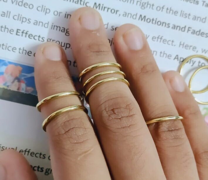 2 Mm Gold Stacking Rings, Above the Knuckle Rings, Gold Midi Ring