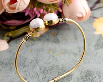 Gold Moonstone Boho Hippie Arm Cuff Bracelet Gemstones Upper Arm Bangle Armlet Boho Jewelry gift for her