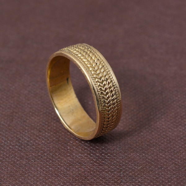 Simple Brass Ring For Women and Men, Indian Traditional brass ring, Ethnic Brass Ring, Wide Gold Band Ring