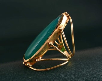 Grande bague en onyx vert, bague pour femmes, belle bague en pierres précieuses, bague de déclaration, bague en grosse pierre, bague d'anniversaire, bague délicate, cadeau pour maman