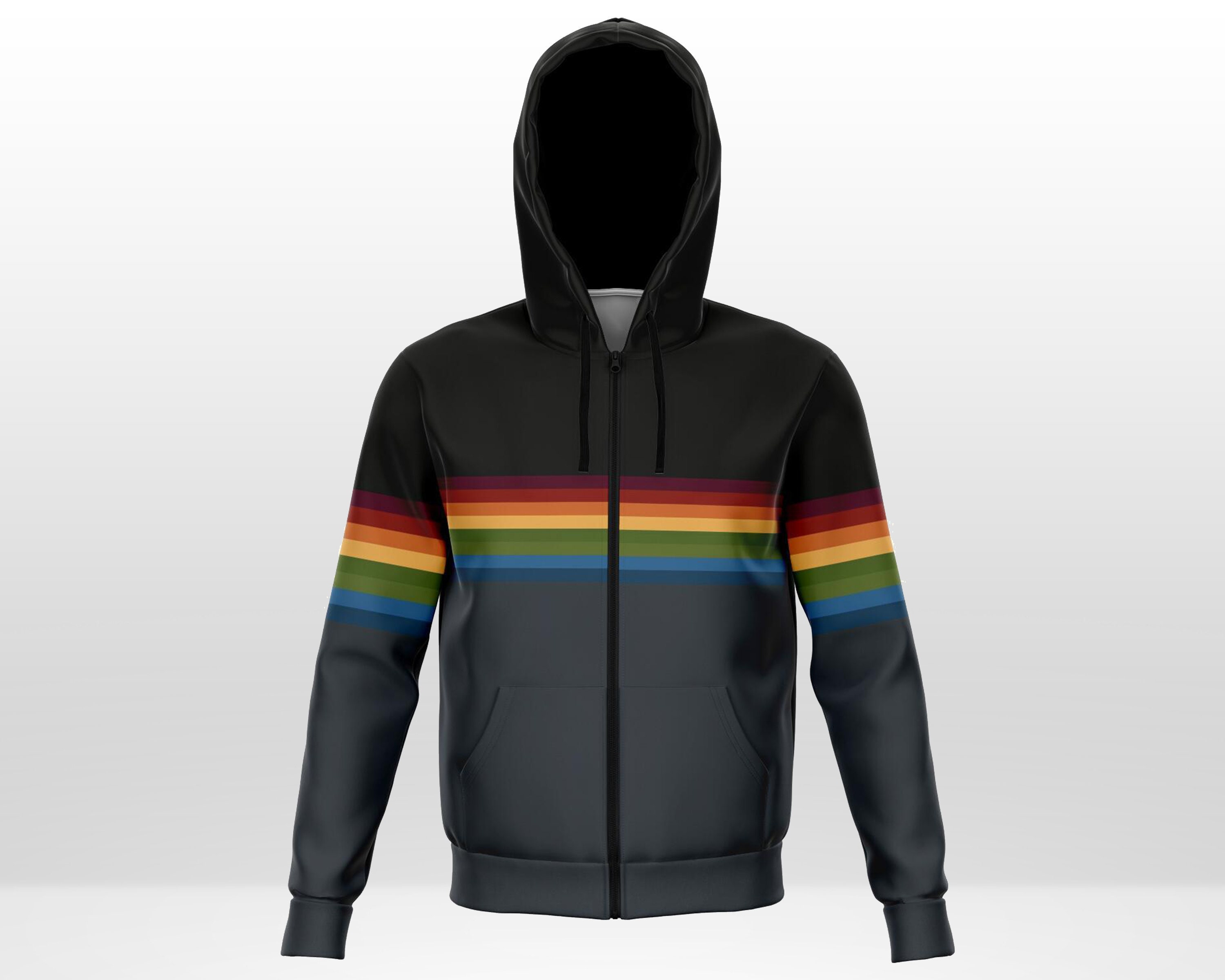 Rainbow Stripe Zip Hoodie Rave EDM Rave Festival Zip up Hoodie Pride Hoodie Rainbow Jacket Etsy UK