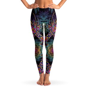 Fractal Psychedelic Trippy Colorful Leggings ~ Festival EDM Rave Yoga Leggings