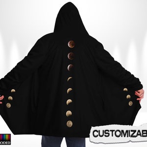 Rave Festival Cloak with Hood ~ EDM Custom Jacket ~ Moon Esoteric Witch Cape