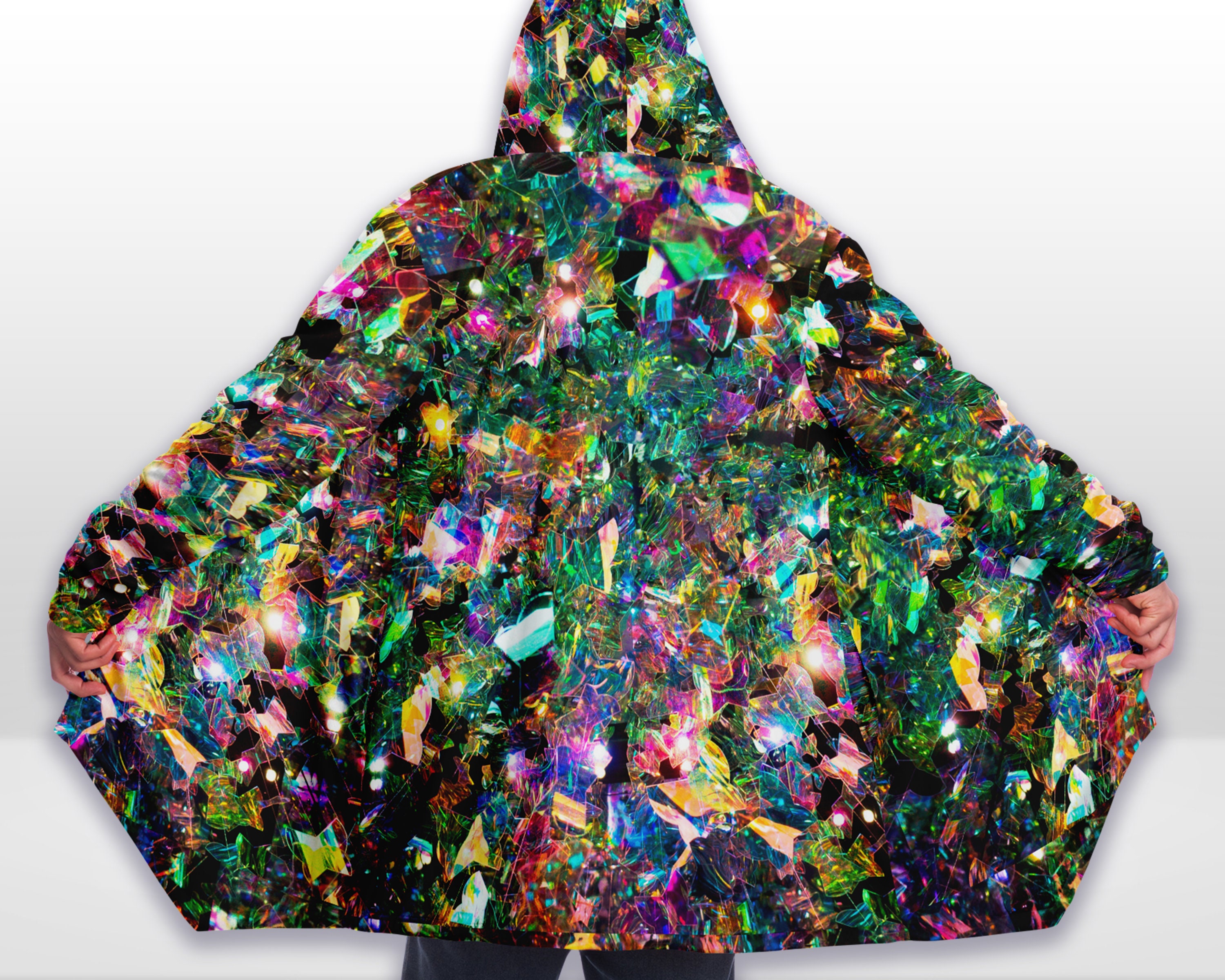 Reflective Capes Rave Rave Cloak With Hood Festival Jacket Cape Psychedelic - Etsy