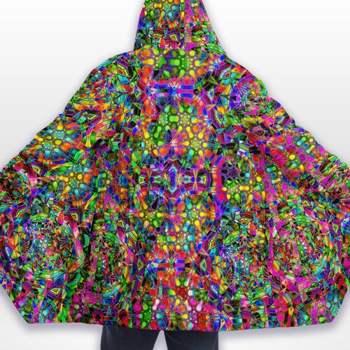 Reflective Capes Rave Rave Cloak With Hood Festival Jacket Cape Psychedelic - Etsy
