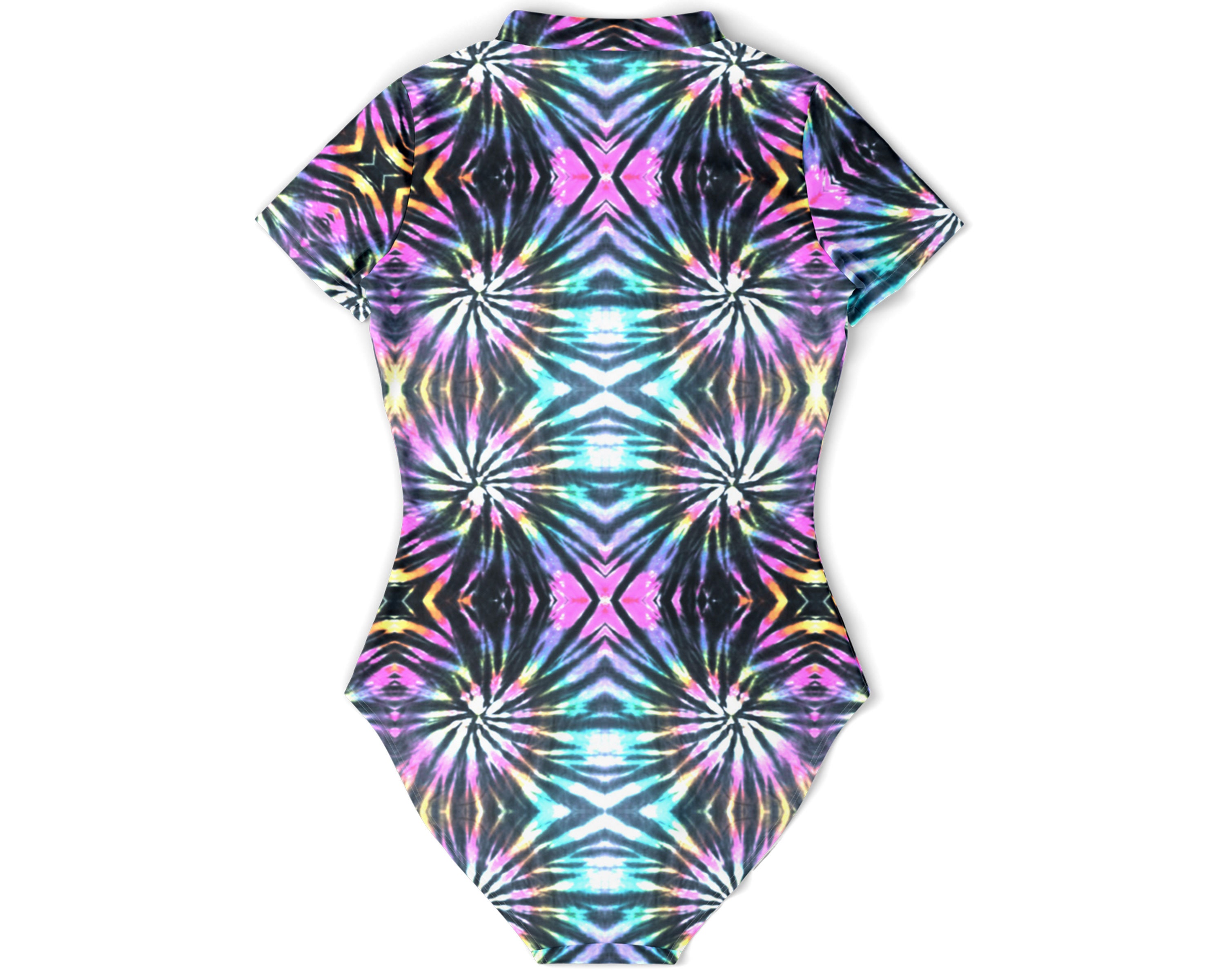 Tie Dye Rave Bodysuit Short Sleeve Zip Up EDM Rave Festival Etsy