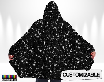 Rave Cloak ~ Festival EDM Cape ~ Galaxy Outer Space Nebula Stars ~ EDM Hooded Cloak Coat