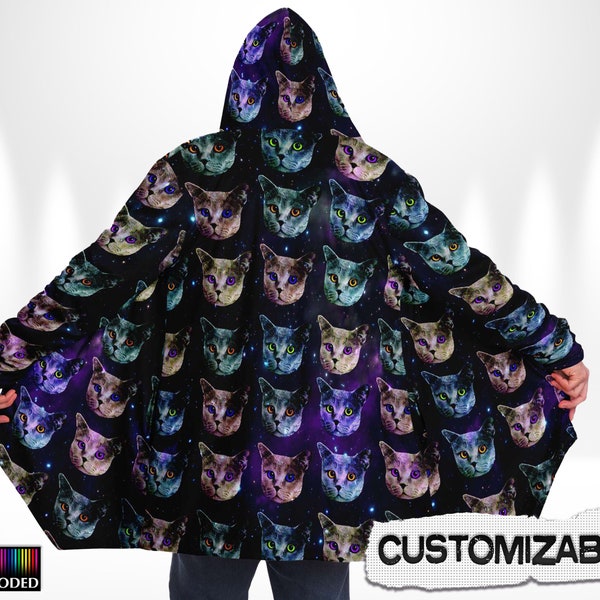 Rave Cloak ~ Rave Jacket ~ Cat Custom Festival Jacket ~ EDM Hooded Coat