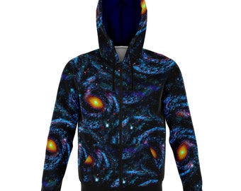 Galaxy Hoodie ~ Blue Outer Space Astronomy Universe Nebula Stars Celestial Constellations Rave EDM Festival Hooded Sweatshirt Pullover