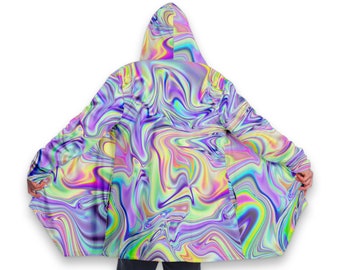 Rave Cloak With Hood Festival Jacket Cape Psychedelic - Etsy