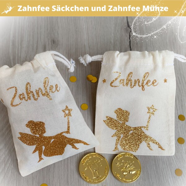 Zahnfee Geschenk Zahnfee Münze Wackelzahn Helden m. Zahnfee Beutel mit Name - Zahnfee - Besuch von der Zahnfee - Zahnlücke - Einschulung2023