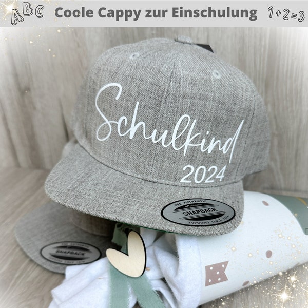 Cappy Schulkind Cap Basecap personalisiert mit Name für Schulkind2024 - Geschenk zur Einschulung - ideales Geschenk zum Schulstart 2024
