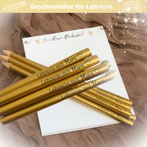 Lehrerin Geschenk - Bleistift mit Lehrerin mit Herz - Abschiedsgeschenk Lehrerin - Weihnachtsgeschenk Lehrerin - Geschenk für Lehrerin Rente