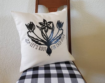 Inspirational Spring Flower Pillow Cover ~ Boho Farmhouse Butterfly Pillow Case ~ 16 x 16 Pillow Cover ~ Eclectic Pillow Sham