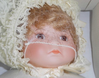 Court Of Dolls Dream Baby porcelain baby doll long Christening type dress & pillow limited edition