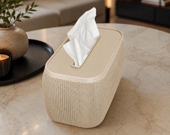 Modern Wicker Tissue Box, 3D Printed Tissue Holder, Minimalist Bathroom Bedroom Office Decor, Custom Colour Gift