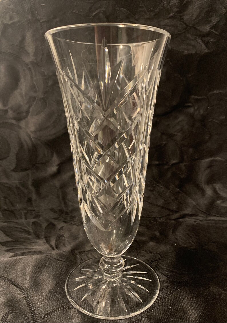 Vintage Waterford Ashbourne Crystal Vase Crossed Cut Pattern Etsy