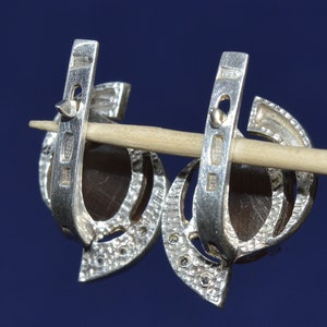Silver earrings, Vintage earrings, old jewelry, earrings sterling Silver 925, Collectible jewelry, Stone cat's eye, old Ukraine jewelry image 7