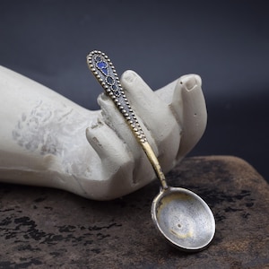 Vintage Silver 875 pendant souvenir mini spoon, collection silver 1940s, Vintage silver russian, silver kitchen decor, chef gift, old gift