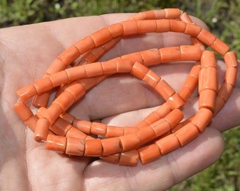 Genuine coral, Antique coral, Natural coral beads Salmon Coral necklace, Vintage Ethnic necklace Tibetan Mediterranean coral, Coral jewelry