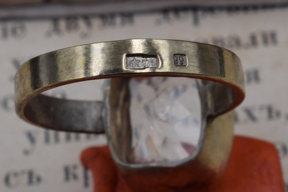 Vintage Art Deco style, Ukraine ring, silver 875,… - image 9