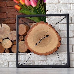 Wood Wall Clock, Natural Wood Clock, Home handmade clock, Rustic Wall Clock, Unique Wall Clock, Clocks For Wall, Clock Metal, rustic Decor