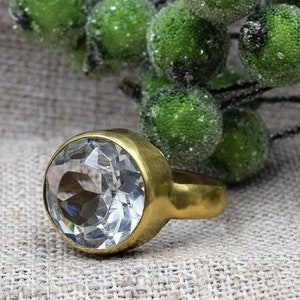 Vintage Art Deco stijl, Oekraïne ring, zilver 875, echte steen, steen bergkristal, sieraden kristal, kwarts zilveren ring, vintage ring cadeau