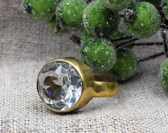 Vintage Art Deco style, Ukraine ring, silver 875, stone genuine, stone rock crystal, jewelry crystal, quartz Silver Ring, Vintage Ring gift