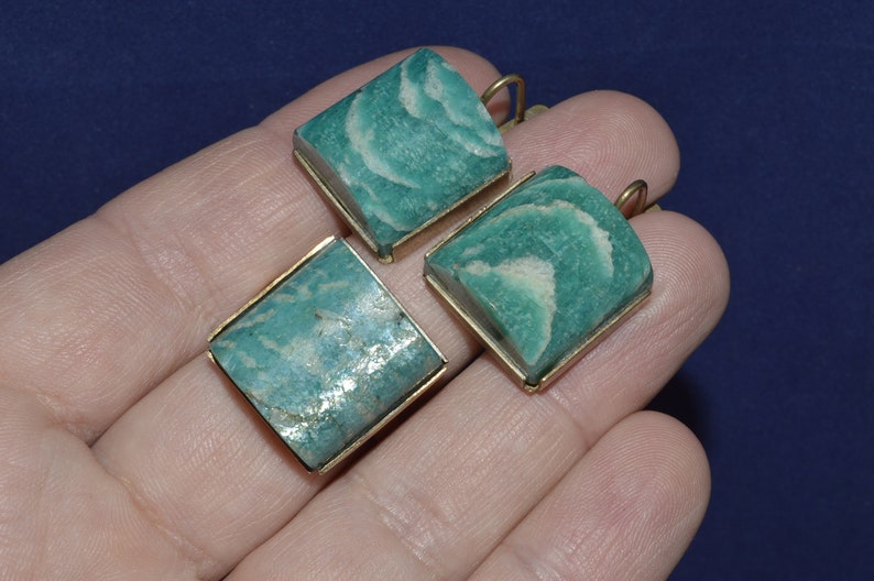 Amazonite earrings Green Amazonite collectibles Jewelry Amazonite Ring Natural stone Amazonite Vintage Amazonite set Stone Amazonite