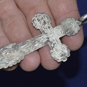 Silver Cross, jewelry icon, Antique icon, Cross icon Christian, Icon amulet Pendant, Christian cross,  Icon Jesus, Icon pendant, old cross