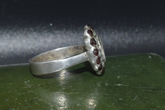 Red ring ,Bohemian Garnet Jewelry, Garnet Cluster… - image 3