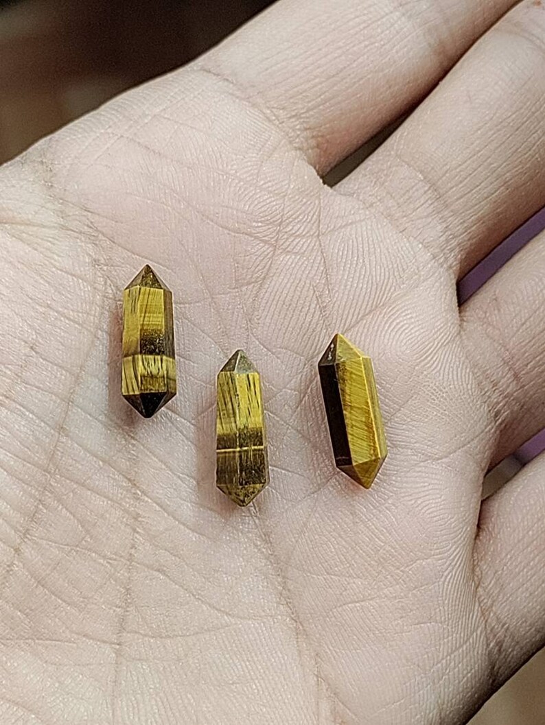 Faceted Tiger Eye pencil gemstones for earrings pendants wire wrapping and handmade jewelry