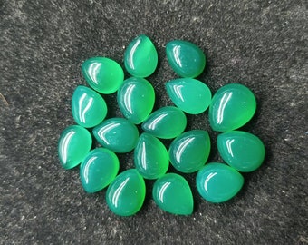 Natural Green Onyx Pear Cabochon Flat Back gemstone(5x7,6x8,7x9,7x10,8x10,8x12,9x11,9x13,10x12,10x14,12x16,13x18,15x20,16x22,18x25,20x30)
