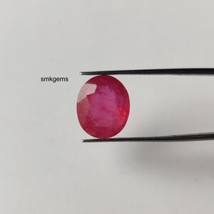 Natural Ruby Glass Filled Oval Faceted Gemstone 7.5 Carat, 10.5x12.5mm Loose Ruby Stone, Red Oval Cut Gemstone, Jewelry Making Supply