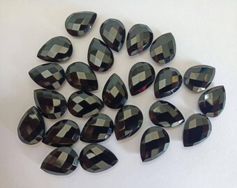 13 x 18 mm ブラックオニキス ファセット ペアシェイプ ブリオレットカット 両面チェッカー ジュエリーメイキング用 宝石