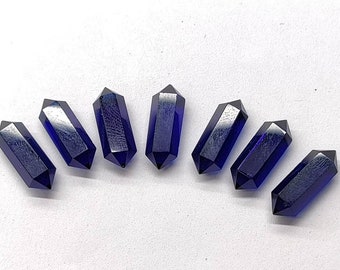 Blue Sapphire Quartz Pencil Gemstone, Faceted AAA Loose Stone, 5x16mm, 10 Piece Lot