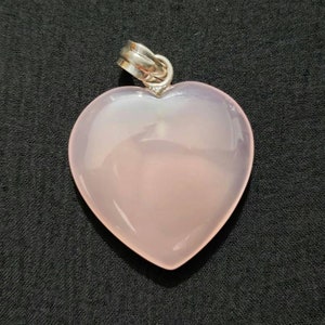 Rose Chalcedony Heart Pendant: 925 Silver Loop (32x32mm)