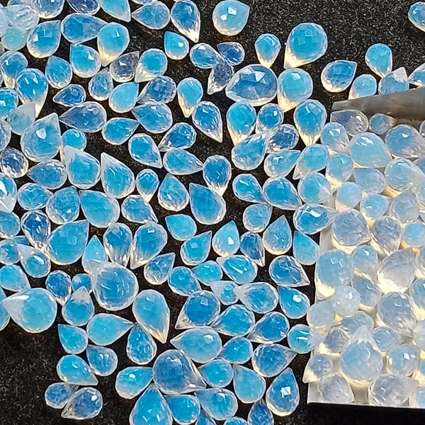 Synthetic Opalite Briolette cut Feceted Teardrop shape Gemstone Size-4x6MM,5x7MM,6x8MM