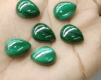 Natural Malachite pear Shaped Stone with flat back,(3x5mm to 15x20mm) size available