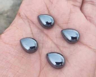 Hematite pear cabochon, loose gemstone,flate back,size(3x5,4x6,5x7,6x8,6x9,7x10,8x12,9x13,10x1412x16,13x18,15x20,16x2218x25,20x30mm)
