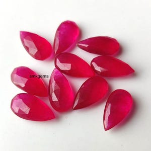 Natural Ruby Quartz Pear Briolette Both Side Cut Gemstone 8x15mm, 10 Pieces Lot, Jewelry Making Supply, Loose Faceted Stone