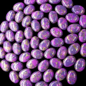 Cabochão de turquesa natural de cobre roxo: pedra preciosa oval (3 x 5 mm a 20 x 30 mm)