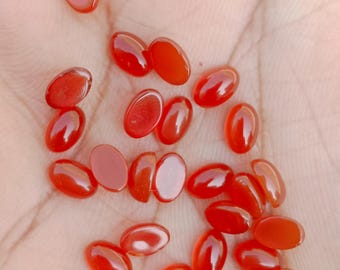 25 Stück Natürliche Oval Rot Onyx Cabochons: Lose Edelstein Lot (4 x 6 mm)
